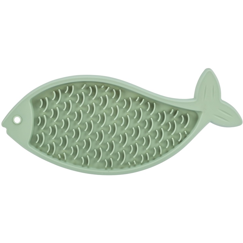 TRIXIE Lick’n Snack Mat for Cats, Fish-Shaped Cat Slow Feeder, Reduces Anxiety & Boredom, Ideal for Soft Foods