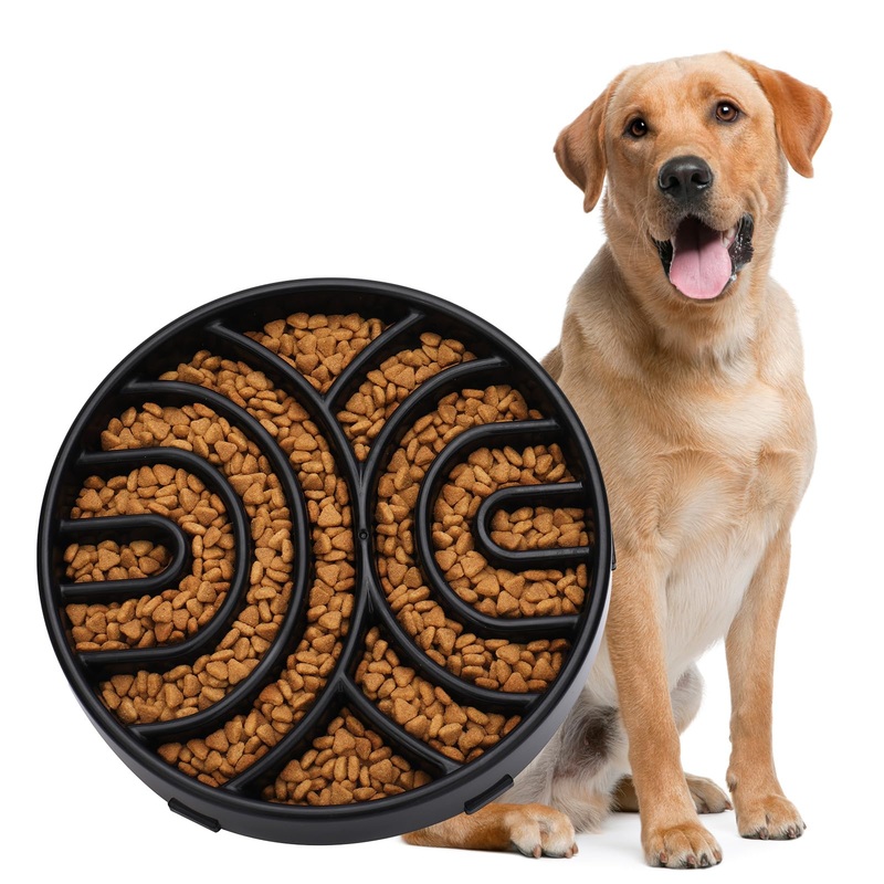 WHIPPY Slow Feeder Dog Bowls Anti-Choking Maze Dog Food Bowl Anti-Slip Interactive Dog Puzzle Feeder Dog Bowl Pet Bowl for Large Medium Dogs,Black black