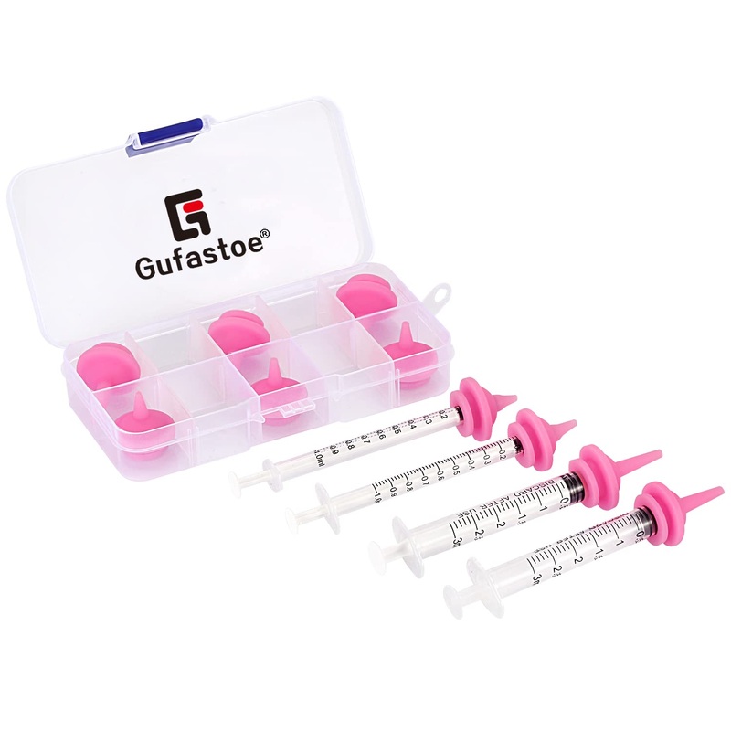 10pcs Original and Mini Pink Nipples with Syringes for Pets and Wildlifes