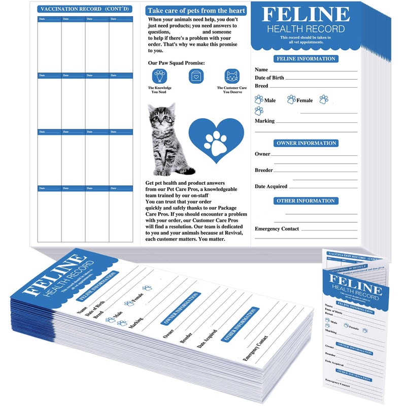 25 Pcs Cat Health Records Cat Vaccine Record Book Kitten Vaccination Record Card Foldable Cat Vaccines Shot Record Kitten Health Record Booklet for Cat Nursing Supplies