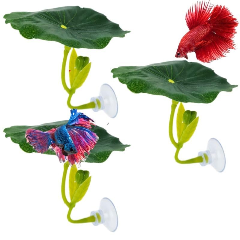 3 pcs Set Betta Fish Bed Leaf Hammock for Betta Fish, Practical Resting Spot, Comfortable Rest Area for Fish Aquarium Decoration Ornaments (3 x Green) 3 x Green