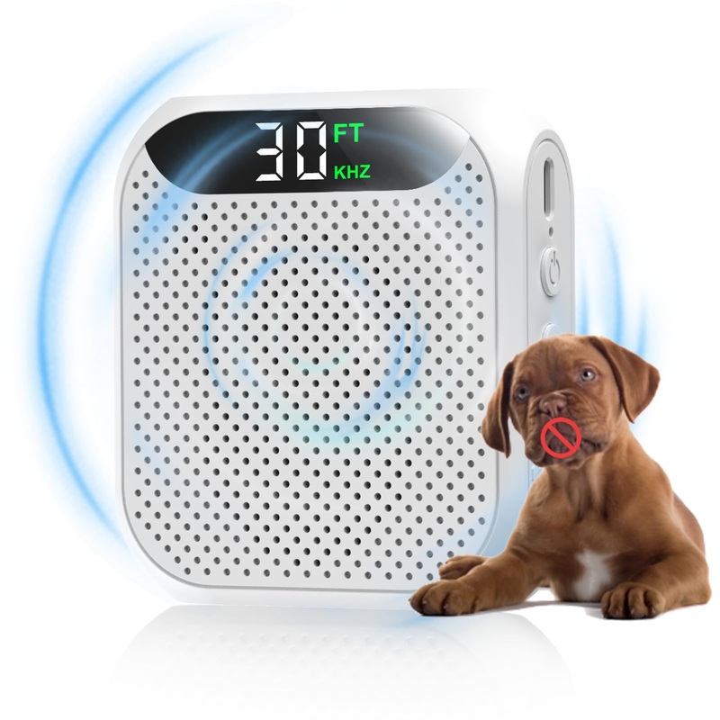 Anti Barking Devices, 30FT Effective Range and 3 Adjustable Modes, Rechargeable Ultrasonic Bark Box Dog Barking Deterrent Devices,Suitable for All Kinds of Large and Small Dogs White