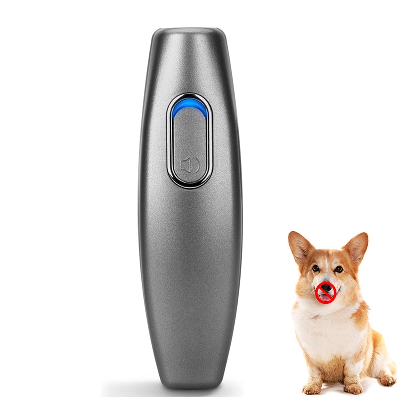 BONSO Bark Control Device 2-in-1 Anti Barking Device&Dog Training Tool, 16.4 Ft Large Control Range Sonic Bark Deterrents, Stop Bad Behavior Dog Silencer, Indoor&Outdoor Electronic Dog Whistle (Grey) Grey