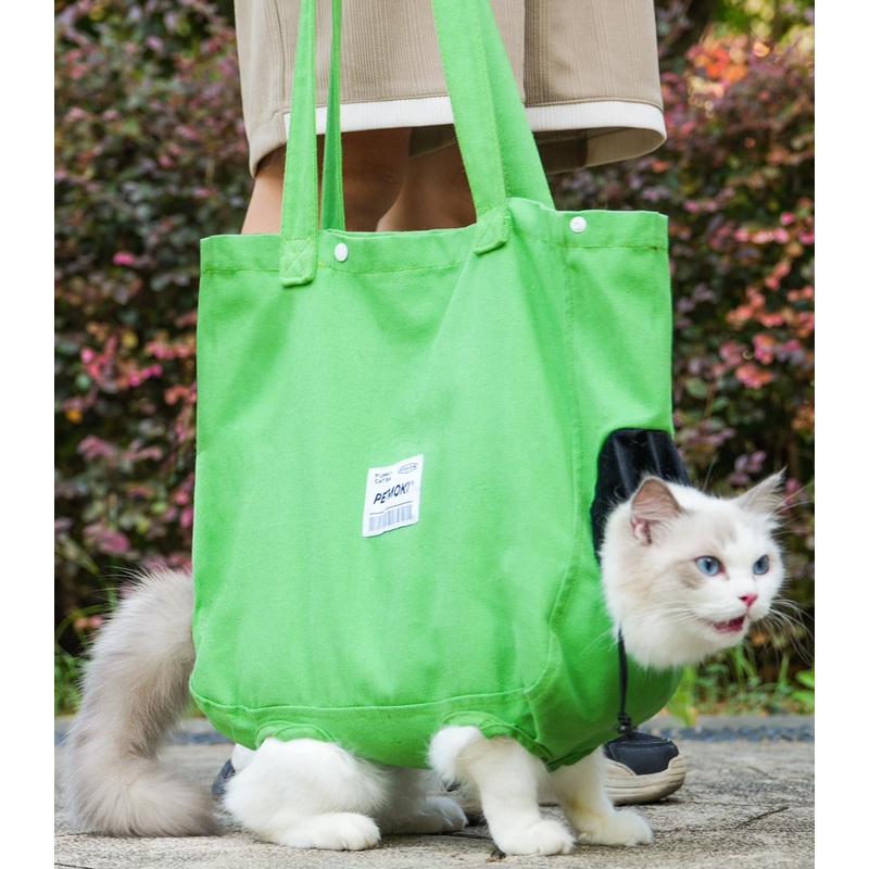 Cat Carrier Bag Soft, Portable Travel Use Cat Bag, Pet Dog Cat Bag for Nail Trimming, Cat Tote Bag Carrier, Canvas Shoulder Carrying Bag 10-15 lbs (Green) XT255 GREEN