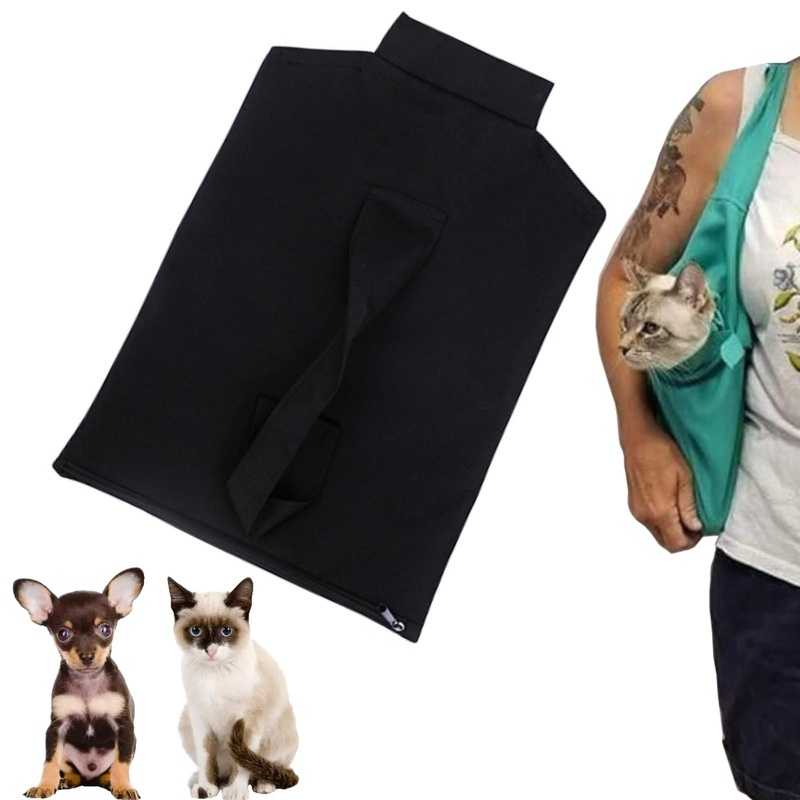 Cat Carrier Pouch, Cat Carrier Pouch Bag for Adult Cat,Small Dog, Anti-Scratching Grooming Pouch Tote Bag, Claw Care Nail Trimming,Soft Bag and Tote Bag DesignWashable and Folds (1 PCS) (Black) Black
