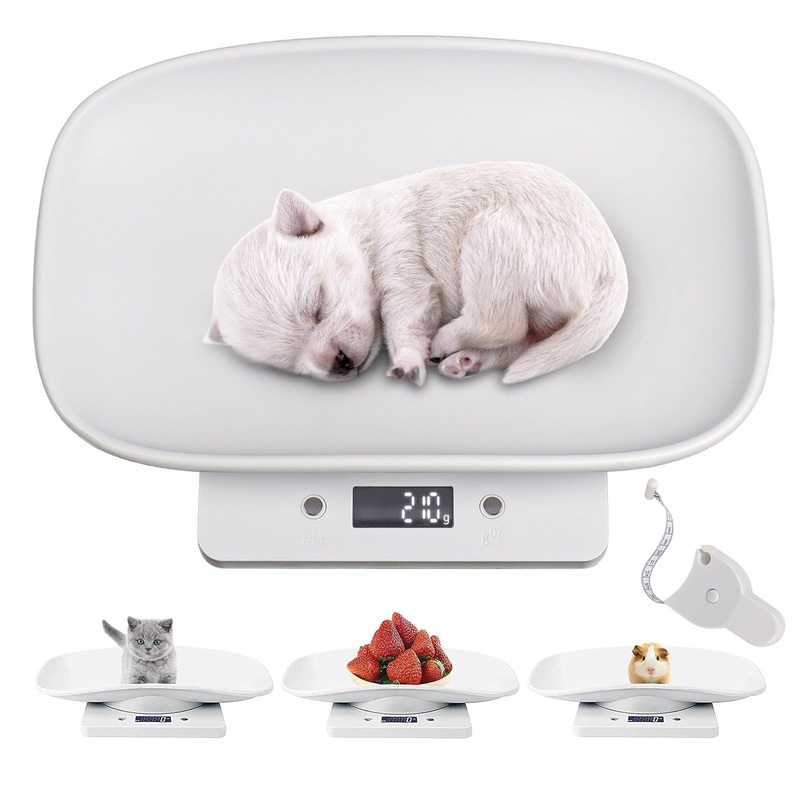 Digital Small Animals Scales for Weighing with Tape Measure, Puppy Whelping Scale Weigh Your Kitten, Rabbit with High Precision, Multifunction Electronic Baby Scales for Small Dogs Cats Crawl Pet Pet Scale&Tape
