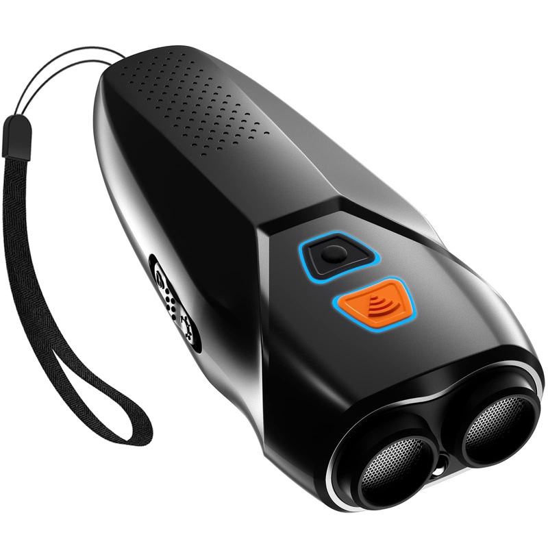 Dog Barking Control Devices Dual Sensor Anti Barking Device with Training/Deterrent Modes Dog Whistle to Stop Barking Ultrasonic Dog Barking Deterrent with LED Flashlight 25 FT Range Rechargeable Black