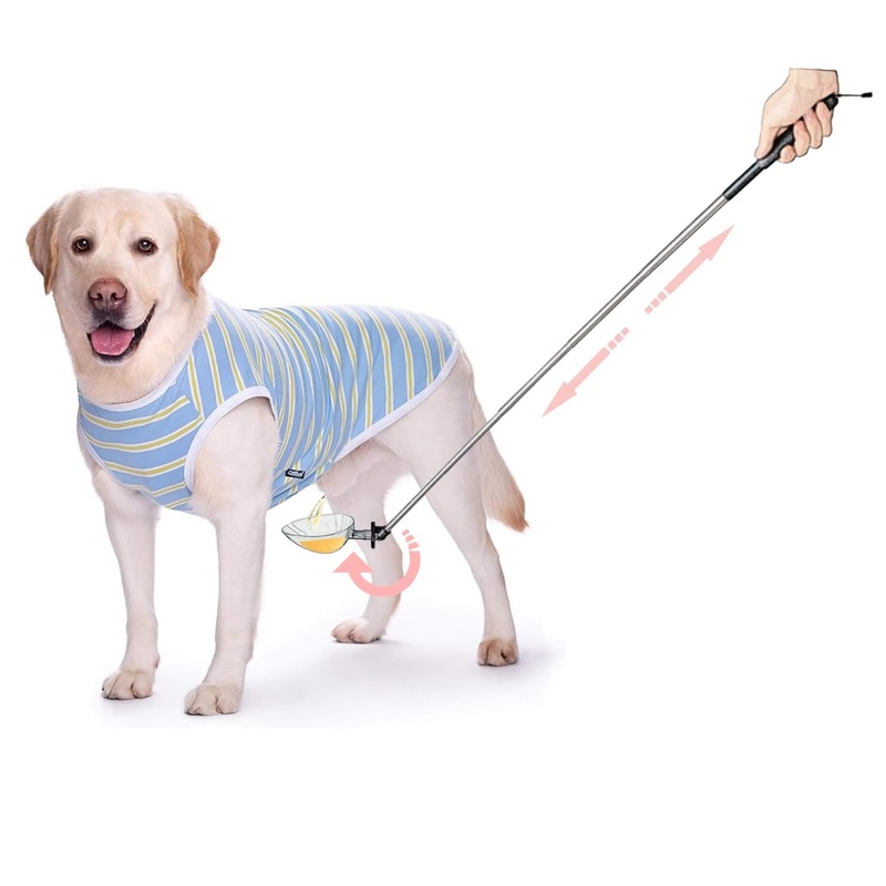 Dog Urine Sample Catcher,Adjustable Angle Long Handled Telescopic Dog Urine Collector,Super Easy to Use Dog Pee Catcher Urine Stick for Small Large Female Dogs Grey_spoon
