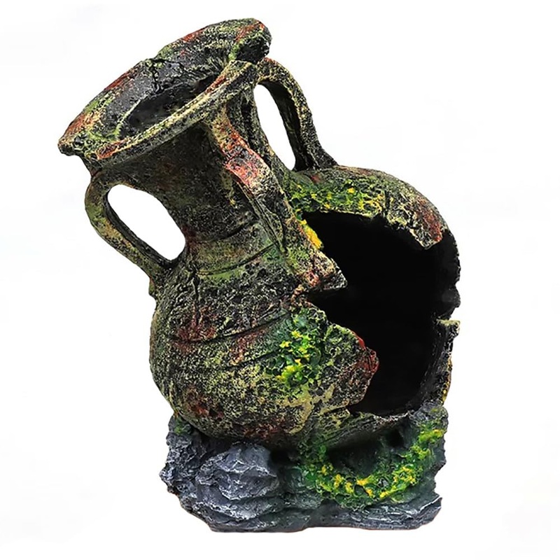 Fish Tank Decorations – Fish Tank cave Decorative Accessories Resin Classical Clay Pot Spacious Hiding Place for Betta Fish, Shrimp, Cichlid Rest Play Entertainment breeding