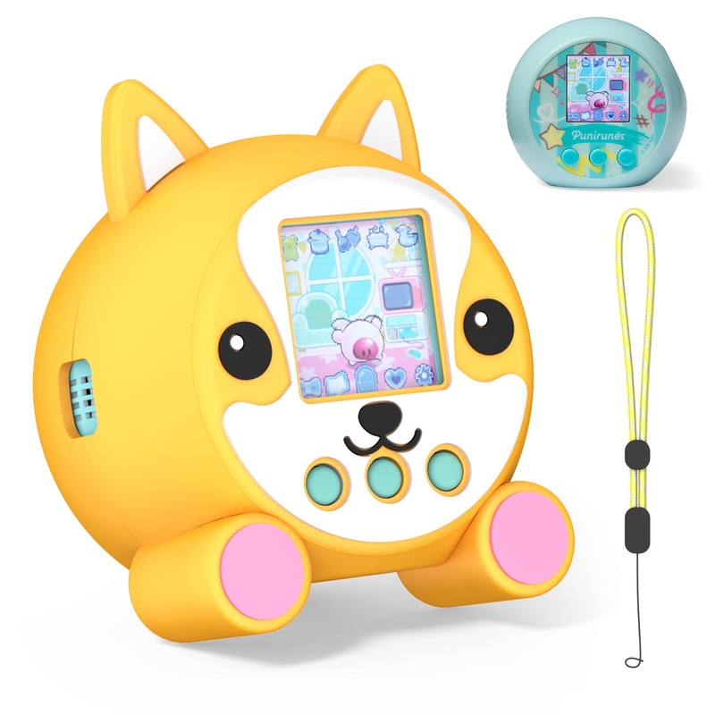 for Punirunes  Cute Shiba Inu Dog Silicone Protective Case, Shockproof & Scratch-Resistant Cover with Lanyard, Lightweight & Portable, Perfect for Kids Virtual Pet Accessory