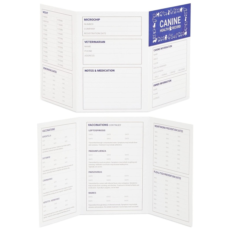 Juvale 24 Pack Puppy Vaccination Record Card, Dog Vaccine and Canine Health Record Booklets (5×3.5 in)