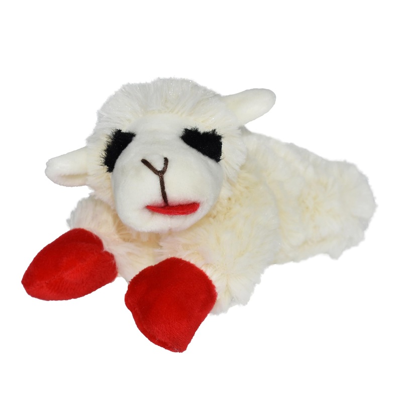 Multipet INTERNATIONAL 843140 Lambchop Plush Squeak Toy Mini for Pets, 6-Inch, White, small 6″