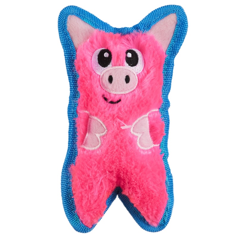 Outward Hound Durablez Tough Plush Squeaky Dog Toy, Pig, Pink, XS