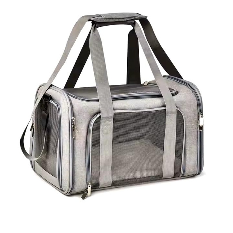 PET Bag for Dogs, Cats Carrier for Small, Medium Cats, Puppies ABLE to Carry UP to 15 LBS, TSA Airline Approved Carrier, Easy Access, Soft Inside, Collapsible Travel Puppy Carrier. Grey