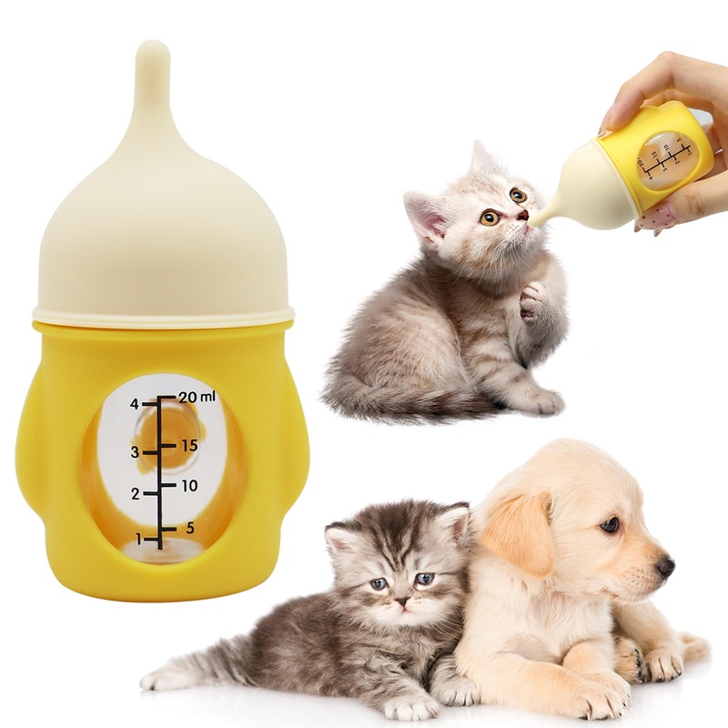 Pet Feeder Bottle Animal Feeding Bottles Kitten Bottles for Nursing Dog Cat Milk Feeding Bottle Anti-Choking Design for Newborn Kittens Puppies Small Animals (20 ml)