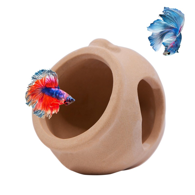 Saim Mini Ceramic Jar Fish Tank Decorations Betta Fish Tank Accessories for Shrimp Cichlid Hiding Breeding Small Fish Bowl Hide Decoration Betta Toys Hideout House 729# Mini:2.8×2.16in(WxH)
