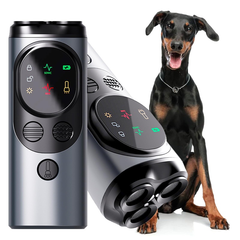 Upgrade Anti Barking Device for Dogs, Multi-Function LED Ultrasonic Bark Control with Flashlight/HD Display, Professional Dog Training Tool with 3X Sonic Emitters Ultra