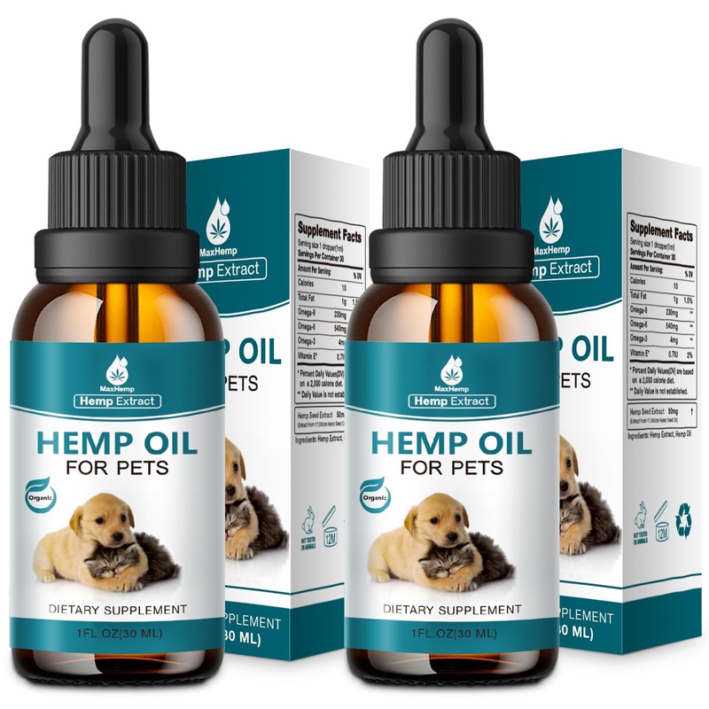 2 Packs – Pet Hemp Oil for Dogs and Cats – Anxiety, Stress Pain Holistic Inflammation Relief – for Joint Hip Arthritis, Calming Oil Drop – Organic Pets Treats 2-Pack