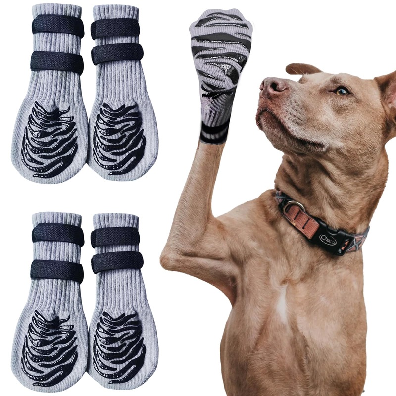 Anti-Slip Dog Socks with 2 Adjustable Straps, Suitable for Hardwood Floors and Warm/Cold Pavements, Anti-Licking and Anti-Slip, Ideal for Dog Paw Protection,for All Dog Breeds (L) L