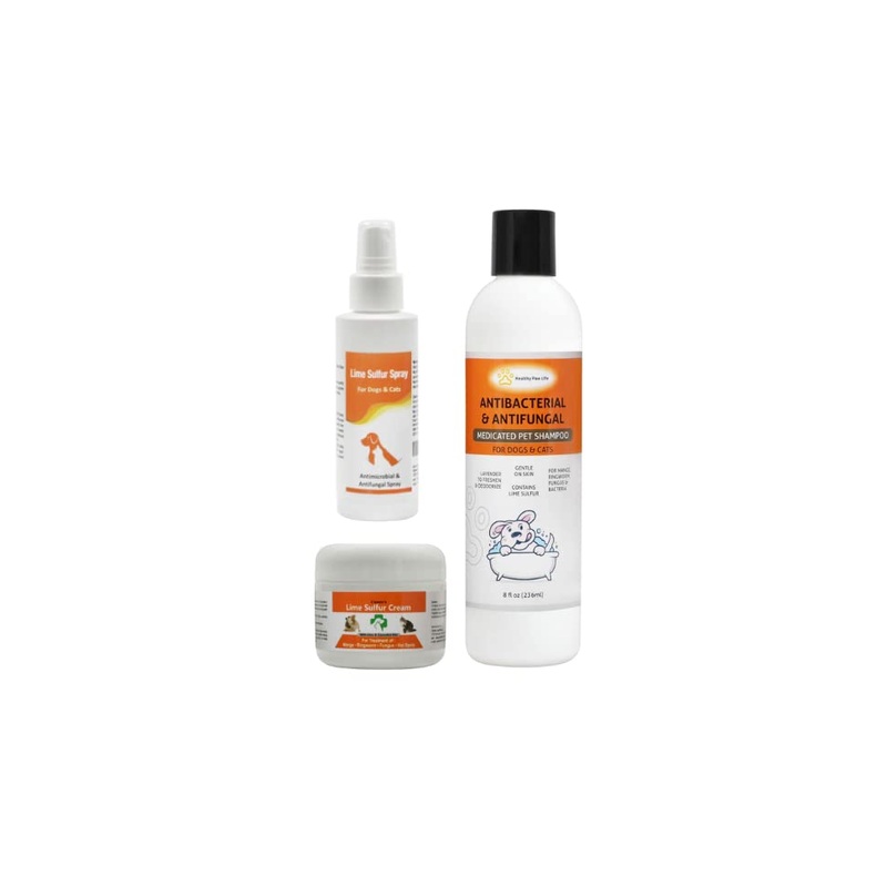 Bundle – 3 Items: Lime Sulfur Spray (4 oz), Lime Sulfur Cream (2 oz) and Lime Sulfur Shampoo (8 oz)