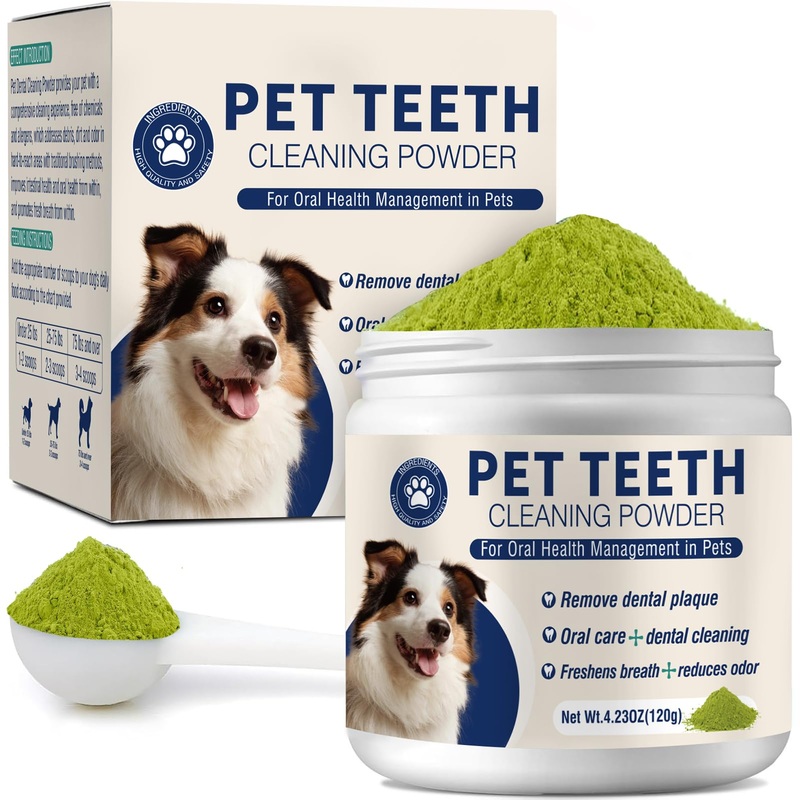Dental Powder for Dogs Dog Teeth Cleaning Powder Dog Tooth Cleaning Powder with Probiotics for Dog Bad Breath Treatment Plaque and Tartar for Small Medium and Large Dogs Pet Dental Powder 120 Grams 4.23 Ounce (Pack of 1)