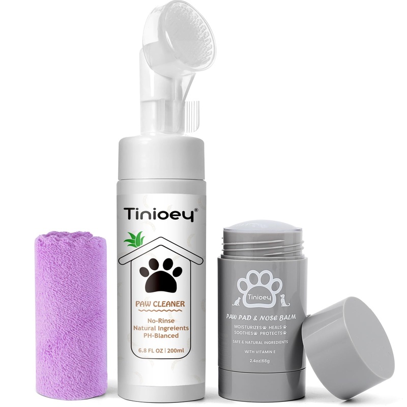 Dog Paw Care Kit | Dog Paw Cleaner for Dogs & Cats (6.8oz) | Dandelion No Rinse Clean Paws Foaming Cleanser | Pet Paw Cleaner Foot Washer w/Natural Lick Safe Dog Paw Pad Blam Stick(2.4 oz) 200ml-Nonscent & 2.4oz Balm