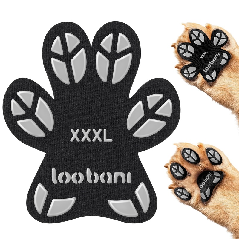 Dog Paw Protector for Senior Dogs – Anti-Slip Dog Paw Pads for Dogs Traction on Hardwood Floors, Paw Grips Stickers with Stronger Adhesive for Slippery Floors, 12 Sets (48pcs) Leaf Black XXXL BlackLeaf Shape