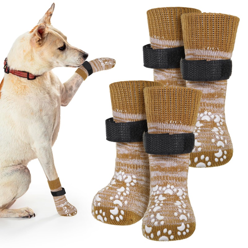 Dog Socks Anti Slip Dog Socks to Prevent Licking Paws, Dog Shoes for Hot Pavement Non Slip Dog Boots & Paw Protectors Dog Booties for Small Medium Large Senior Dogs for Hardwood Floors