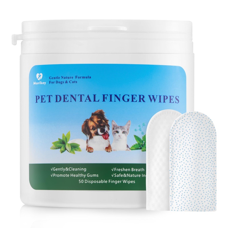 Dog Teeth Cleaning Wipes Nature Pet Dental Finger Wipes for Dogs Cats Remove Bad Breath,Reduce Plaque and Tartar Buildup Disposable Gentle Pet Dental Care-50Ct 50