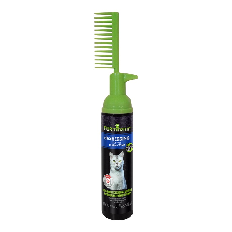 FURminator Tub-Free Deshedding Foam Comb, 3 Ounces, Grooming Comb for Cats Helps Freshen Coat and Reduce Odors with No Rinsing