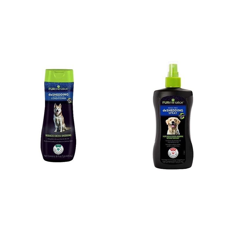 FURminator Ultra Premium deShedding Conditioner for Dogs (16 oz) and FURminator Rinse-Free deShedding Spray for Dogs (8.5 oz) Bundle