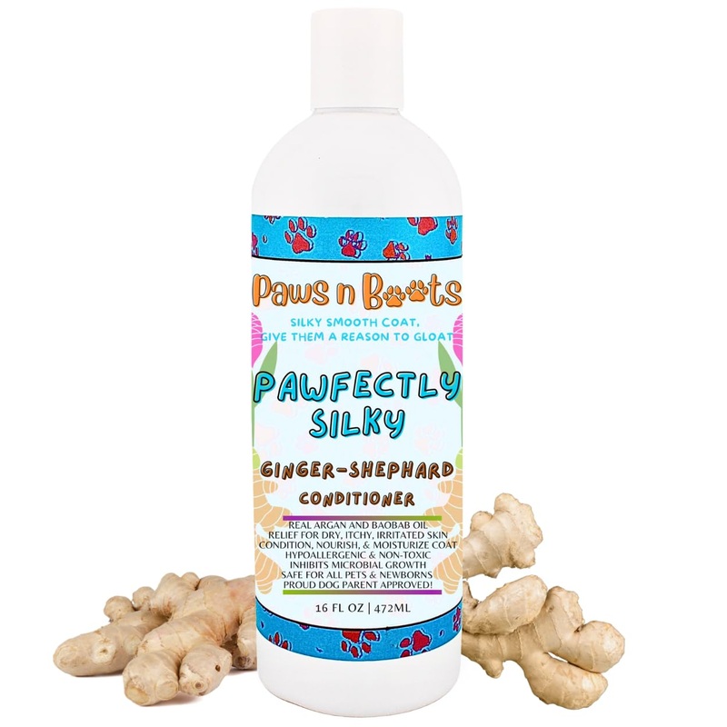 Pet Conditioner Real Argan & Baobab Oils All-Natural, Organic, & Non-Toxic to Pets Condition, Hydrate, & Nourish the Coat. Hypoallergenic, Tearless & Cruelty Free, Control Odor Made in USA 16oz Ginger