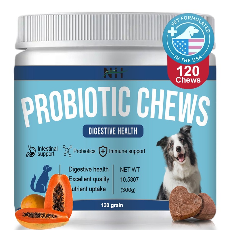 Probiotics & Enzymes Chews with Papaya | Pumpkin | Krill oi for Dogs & Cats Gut Health | No Poop Odor | Constipation | Diarrhea | Relieve Anal Gland Relief | Digestive | Immune – Vet Approved