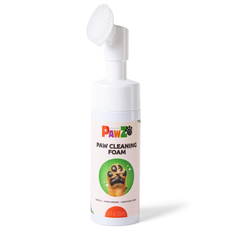 Protex PawZ No-Rinse Foaming Paw Cleanser for Dogs – Moisturizing, Fragrance-Free with Silicone Brush