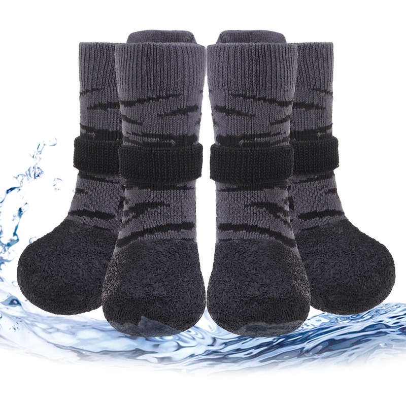 PUPTECK Anti Slip Dogs Shoes for Hot/Cold Pavement, Senior Booties, Rubber Boots & Paw Protectors for Small Medium Large Size Dogs to Prevent Licking, Grippy Socks for Hardwood Floors, Tiger, M Animal Print(Tiger Stripes)