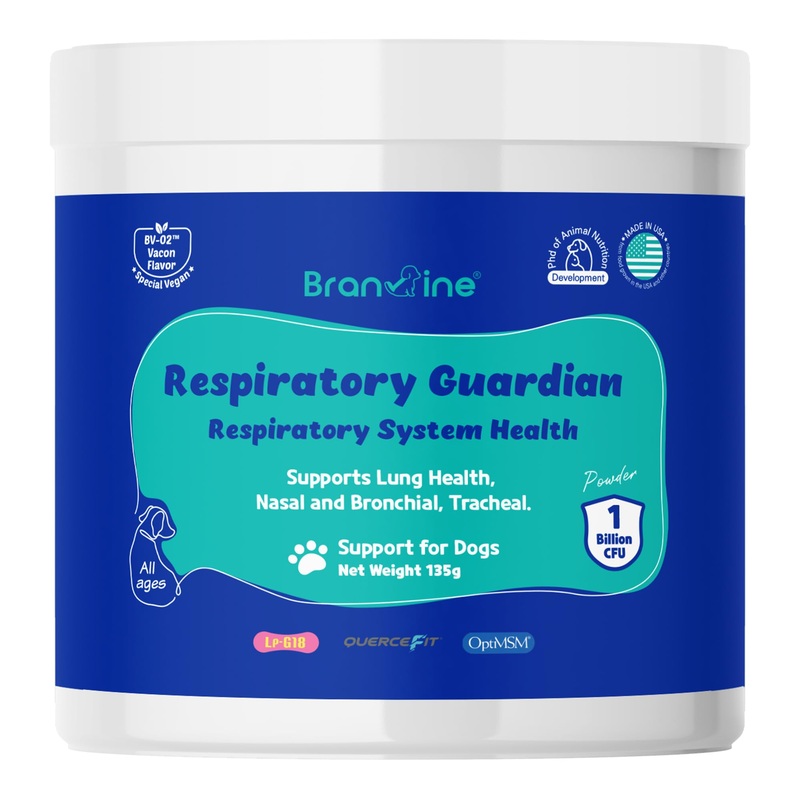 Respiratory Guardian for Dogs – Supports Lung Health, Nasal, Bronchial and Tracheal, Vegan Bacon Flavor (135g) with Quercefit and Respiratory Probiotics