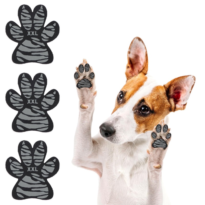 SCENEREAL Anti-Slip Dog Paw Protector Gripper Traction Pads for Small Medium Large Senior Dogs, Dog Feet Stickers with Stronger Adhesive for Hardwood Floors Hot Pavement, 9 Sets(36 Pcs), Grey S S: 1.6″x1.3″(L*W)