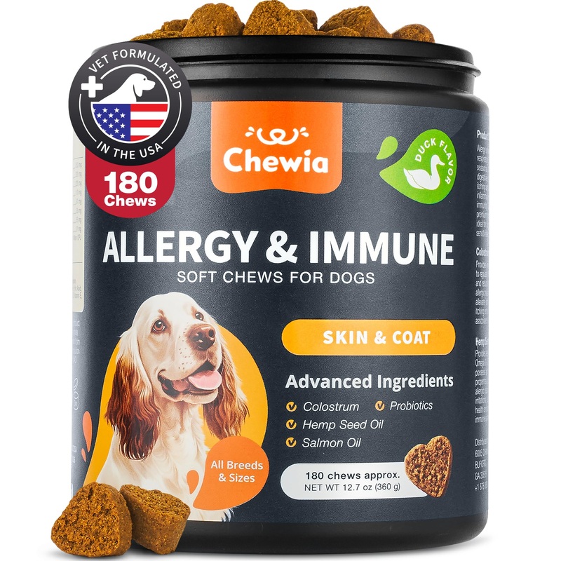 Soft Chewables for Dogs Supplement – Canine Immunity Support for All Breeds – Allergy & Immune Chews with Probiotics & Colostrum