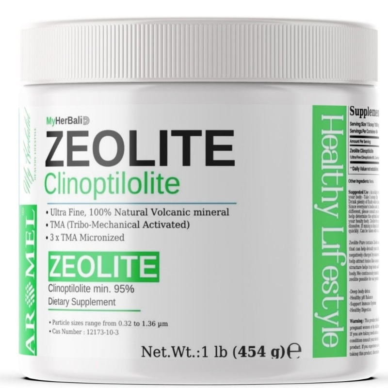 Zeolite Powder | 1 Pound – 454 g | Ultra FINE Less-Than 1 m | Clinoptilolite 95% | 3X Activated | Safe, Gentle, & Effective Energy | Original Zeolite Powder (454 Servings) | Myherbalid