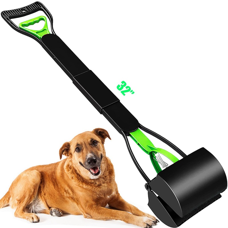 32″ Pooper Scooper for Large Small Dogs Heavy Duty, Long Handle Poop Scoop for Yard, Grass, Gravel, Dog Poop Grabber with High Strength Material and Durable Spring 1 Piece(32-inch length)