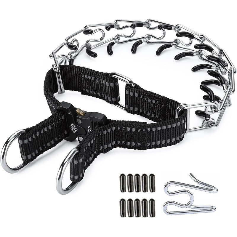 Adjustable Dog Collar with Comfortable Rubber Tip and Quick Release Buckle for Small Medium Large Dogs (Small, Black)