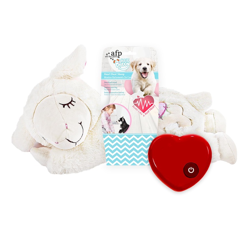 ALL FOR PAWS Heartbeat Dog Toy for Puppy – Dog Anxiety Relief & Behavioral Training | Puppy Heartbeat Stuffed Animal Plush Toy | Perfect for Dog Sleep Aid Beige Sheep