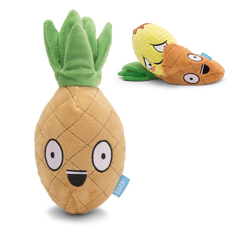 BARK Dog Toy 2 in 1 Interactive – Plush Exterior with Squeaker & Crinkle Material, Tearable Dog Toy with Squeaky Spikey Ball Inside, Ideal for Toy Destroyers | Penny The Pineapple, Large