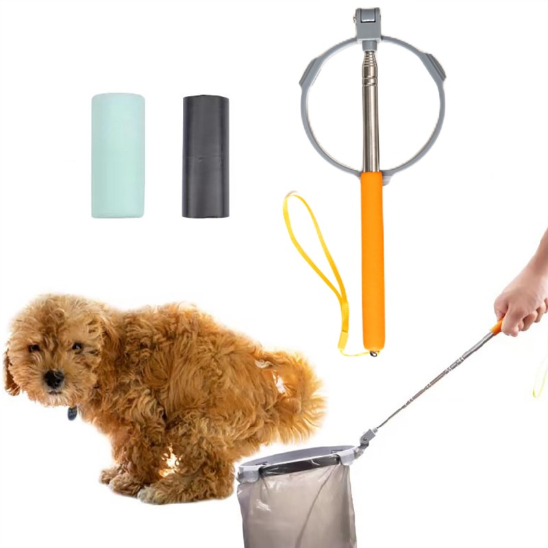 BARKIE Dog Poop Catcher with 120 Bags – 52″ Extendable Handle, No Cleaning Required After Use, No Residue Left Behind, Lightweight and Portable, Stainless Steel Construction, Ideal for Small Dogs