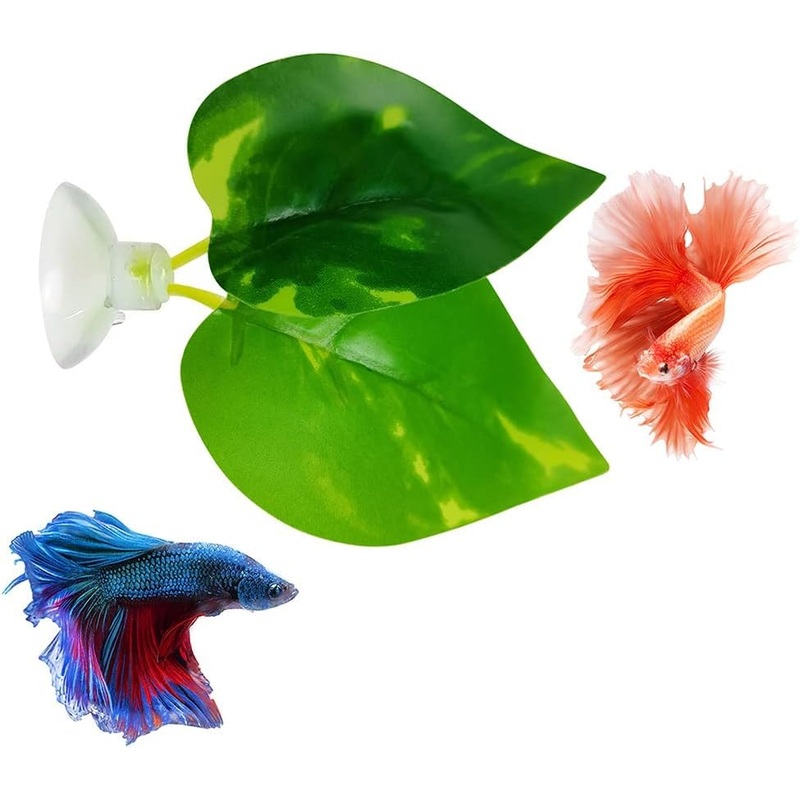 Betta Leaf Hammock Silicone Peace Plant Accessories, Beta Fish Leaf Rest Pad Bed, Beta Tank Decorations (1-Pack)