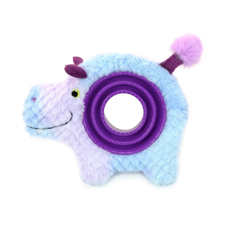CHIWAVA 9.1 Inch Interactive Squeaky Plush Dog Toy 2 in 1 Hippo Chew Toys with Slow Food Bowl for Small Medium Dogs 9.1″ Purple Hippo