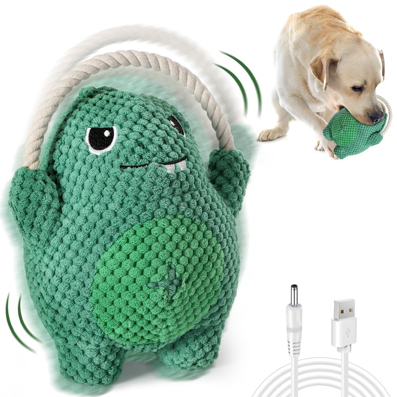 CiyvoLyeen Interactive Dog Toys for Boredom Active Moving Dinosaur Plush Dog Toy Bouncing Automatic Rolling Ball Chew Toy for Puppy Doggie Small Medium Large Breeds
