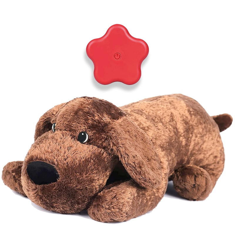 Dog Heartbeat Toy for Puppy Anxiety Relief, Heartbeat Stuffed Animal Heartbeat Plush Toy for Small, Medium, and Large Dogs (Brown) Brown