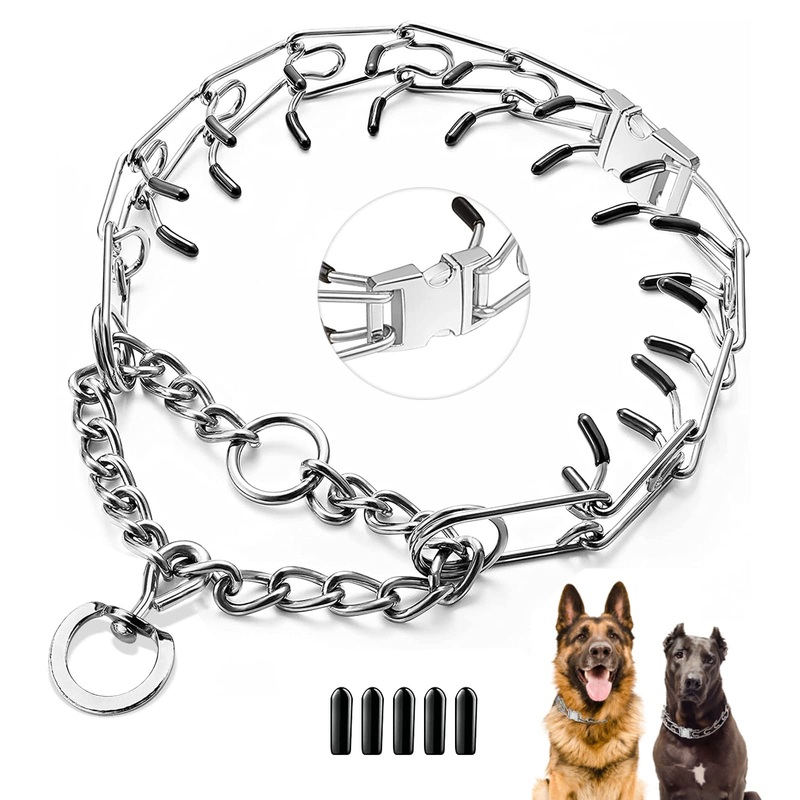 Dog Prong Collar,Dog Pinch Collar with Quick Release Buckle,No Pull Choke Collar Detachable Adjustable,Metal Easy Buckle Release Middle Large Dog Training Collar With Buckle XL