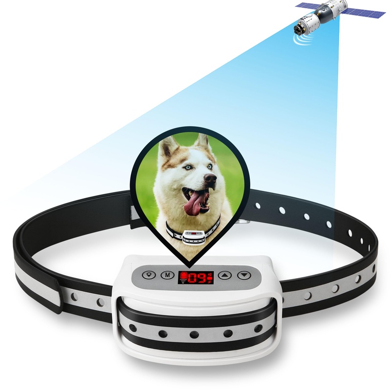 Electric GPS Wireless Dog Fence System, Pet Containment System with Waterproof and Rechargeable Training Collar Receiver for Dogs Pets Container Boundary (White) White